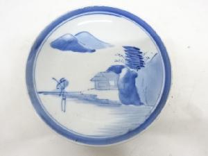 古伊万里　染付　山水六寸皿